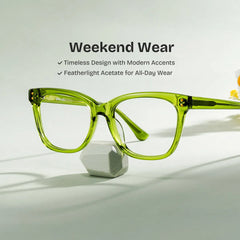 Vivienne Rectangle Green Glasses
