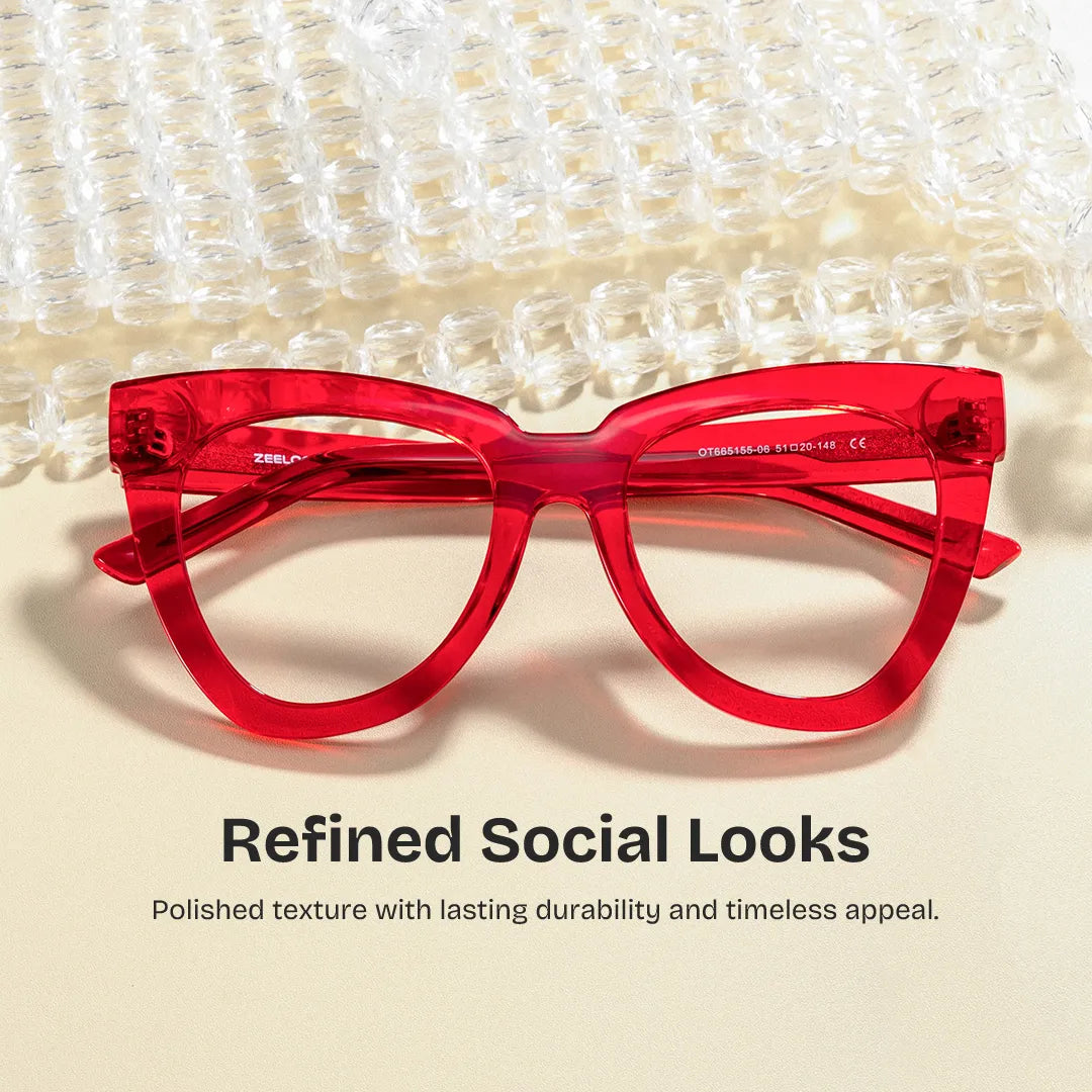 Yaser Cateye Red Glasses