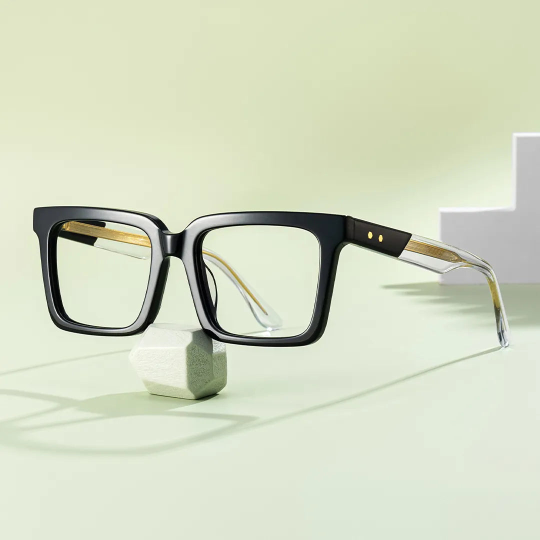 Hattie Rectangle Black Glasses