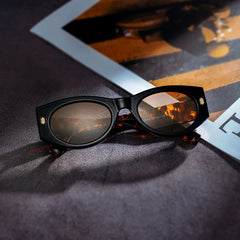 Reina Geometric Black Polarized Sunglasses
