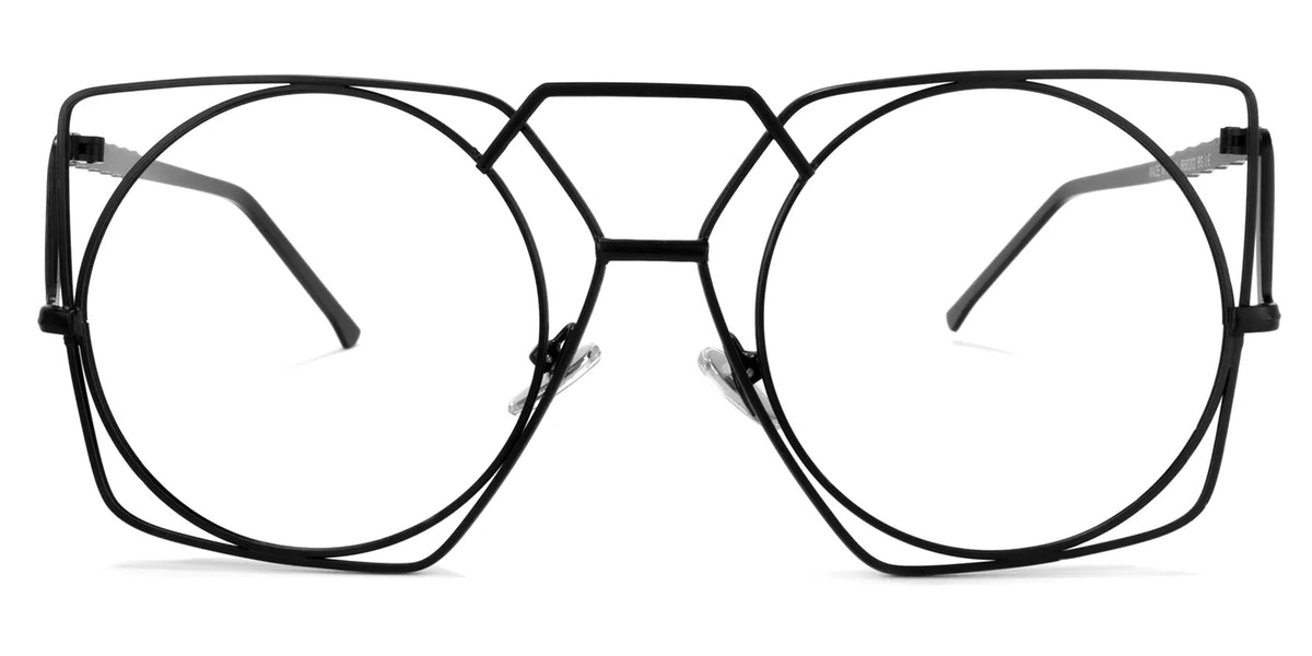 Evette Geometric Black Glasses