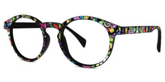 Street-Artist Round Purple-Floral Glasses