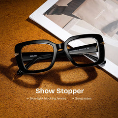 Neon Square Black Glasses