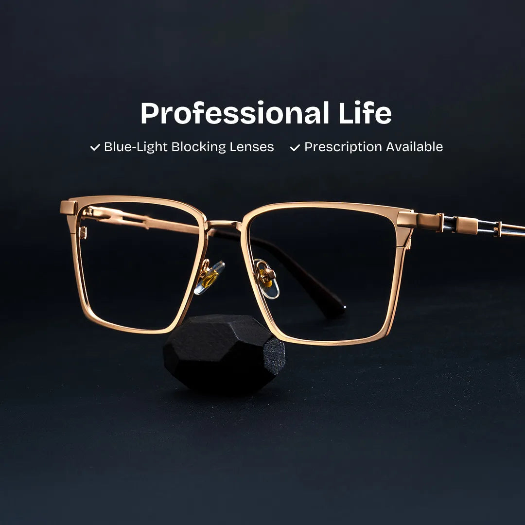Finn Rectangle Gold Glasses