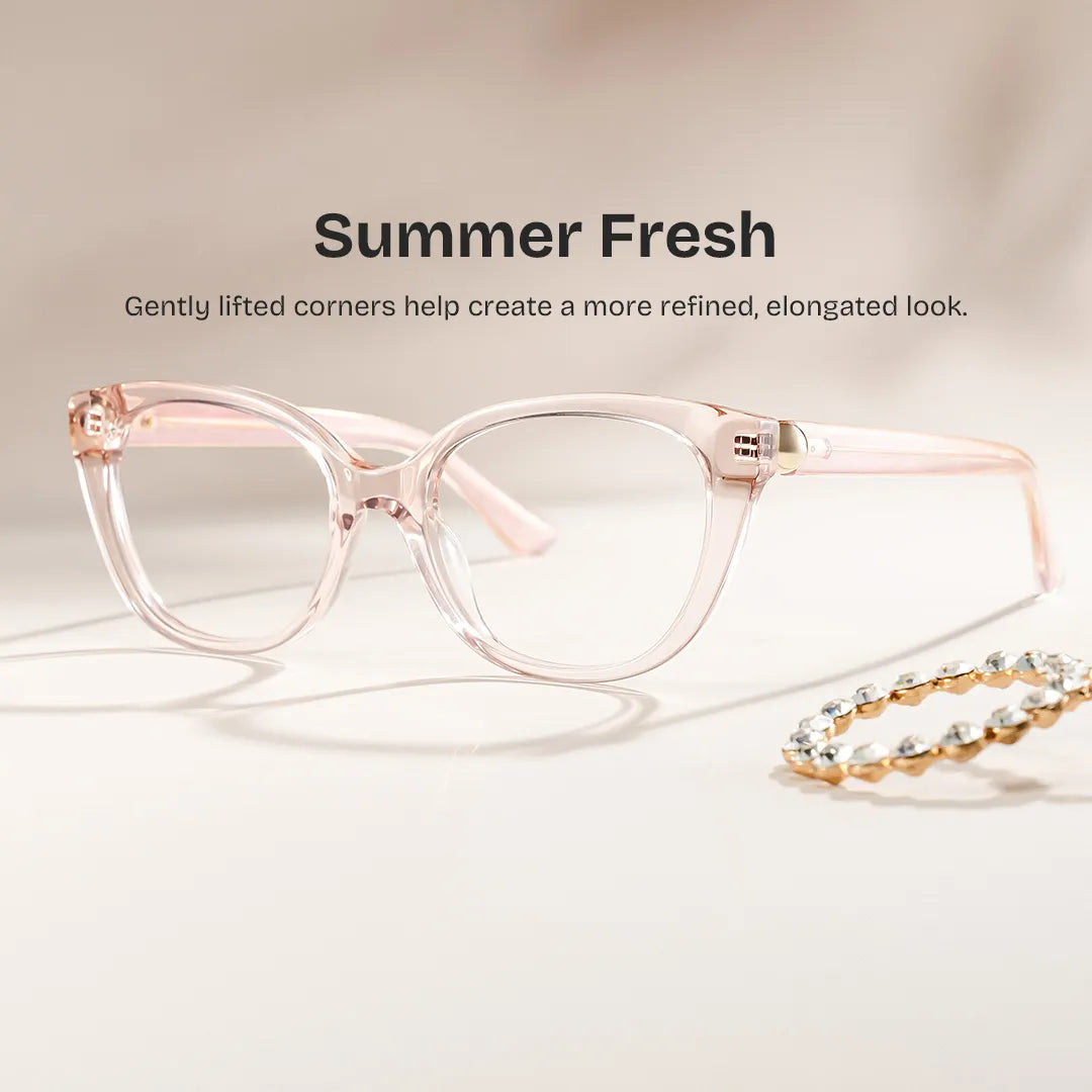 Charlotte Clear Pink Cat eye Glasses