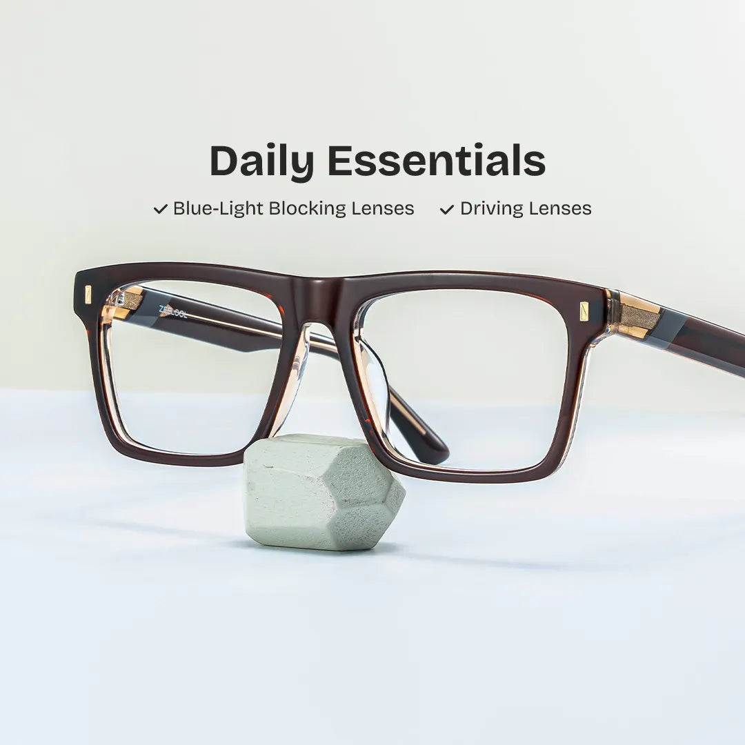 Henry Rectangle Brown Glasses