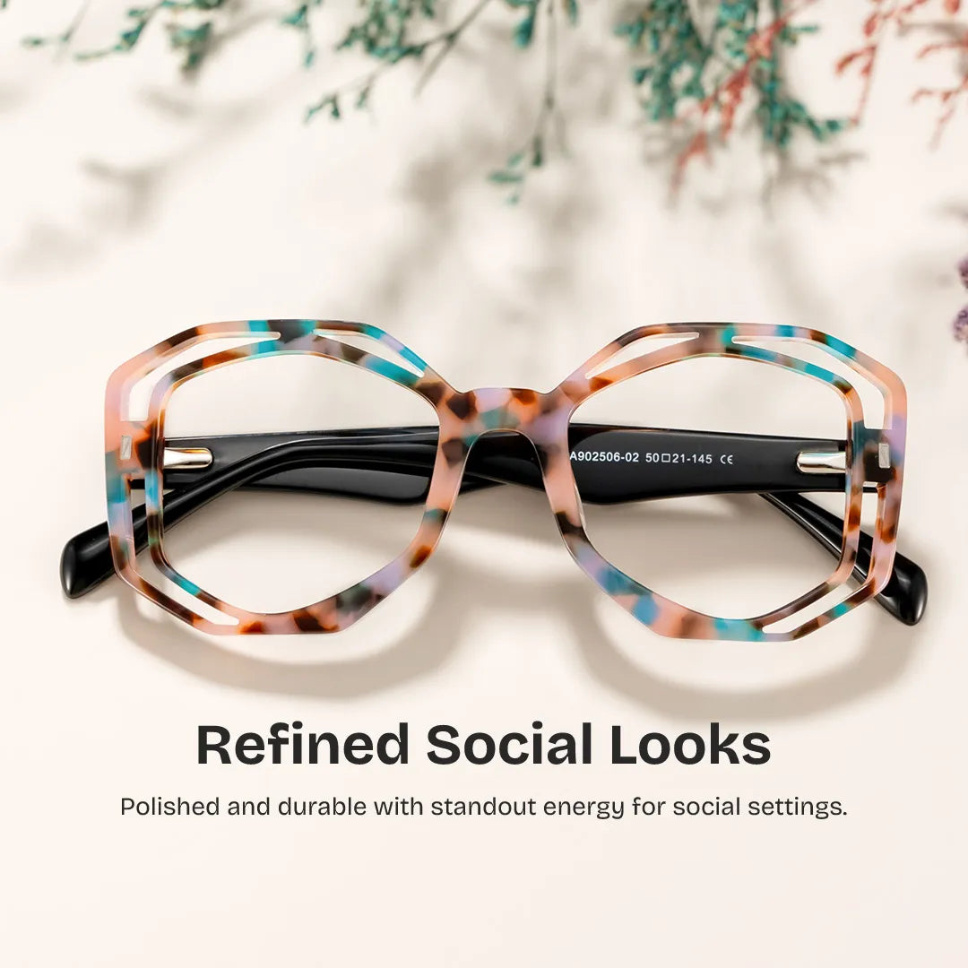 Bobbie Geometric Pink-Tortoise Glasses