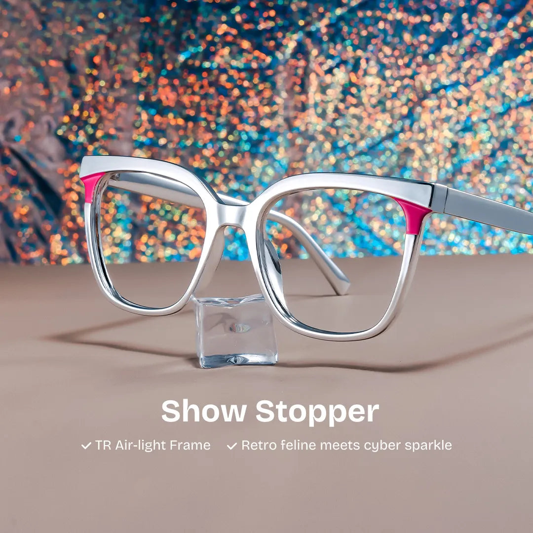 Dazzler Square Silver Pink Glasses
