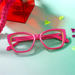 Blaise Cat-Eye Pink Green Glasses