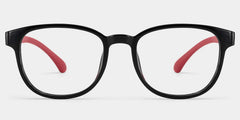 Dale  Round Black Red Glasses