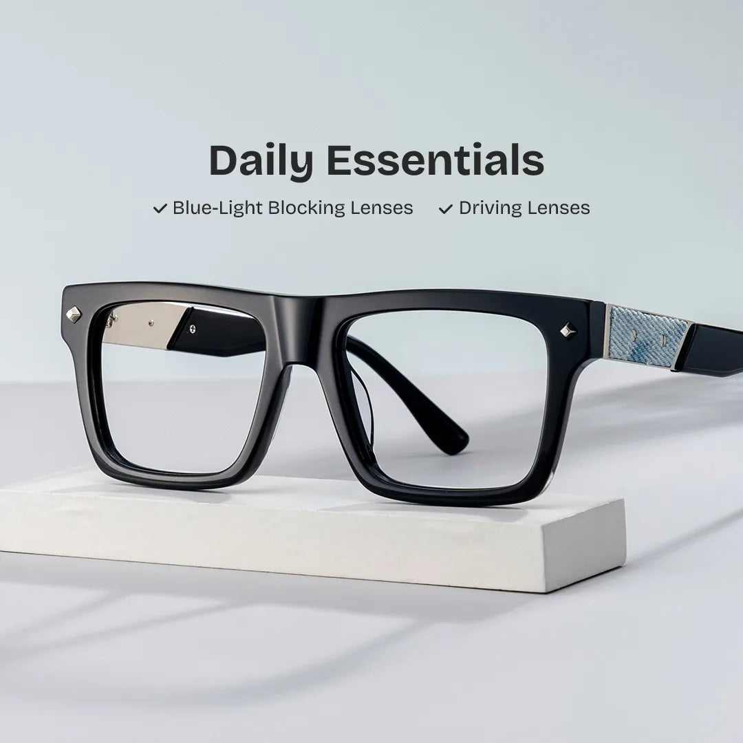 Trent Rectangle Black Glasses