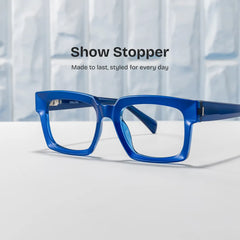 Amadeo Rectangle Blue Glasses