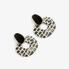 Stylish Black Silver Needle Earrings