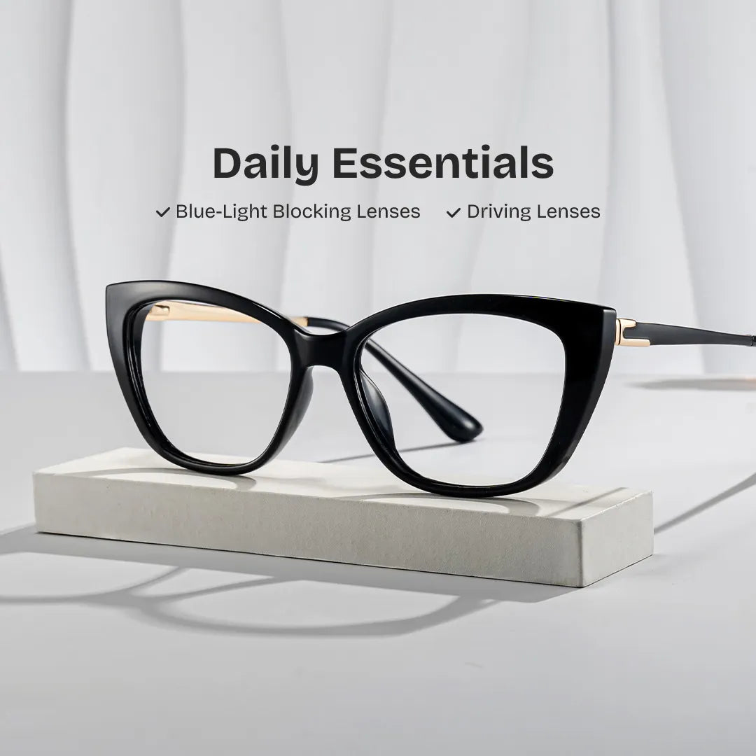 Harlow Rectangle Black Glasses