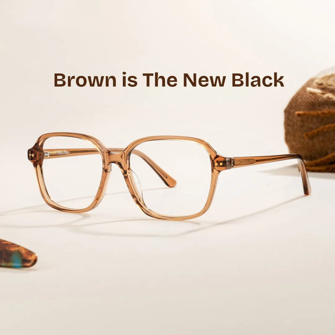 Clementine Clear Brown Square Glasses