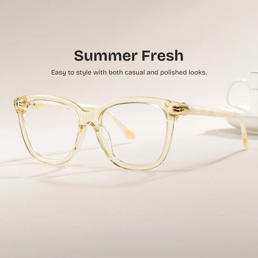 Isabella Clear Yellow Square Glasses