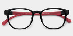 Dale  Round Black Red Glasses