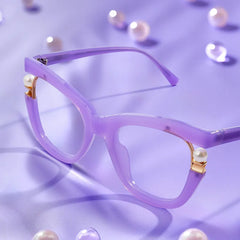 Pearl Cateye Purple Glasses