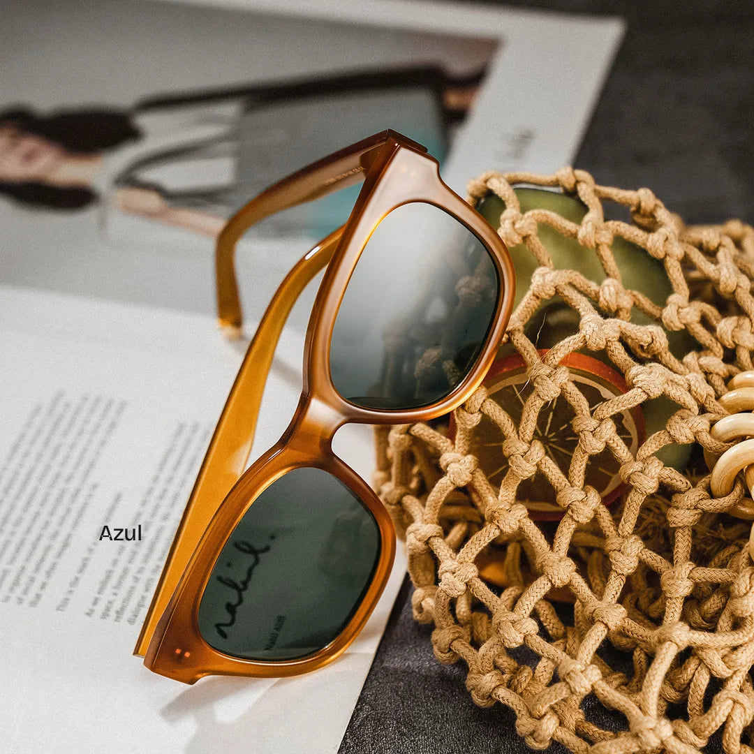 Azul Square Beige Polarized Sunglasses