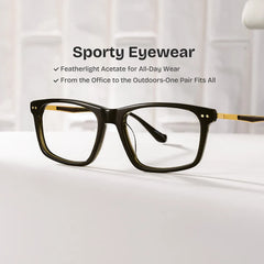 Cozy Rectangle Black Glasses