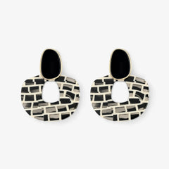 Stylish Black Silver Needle Earrings