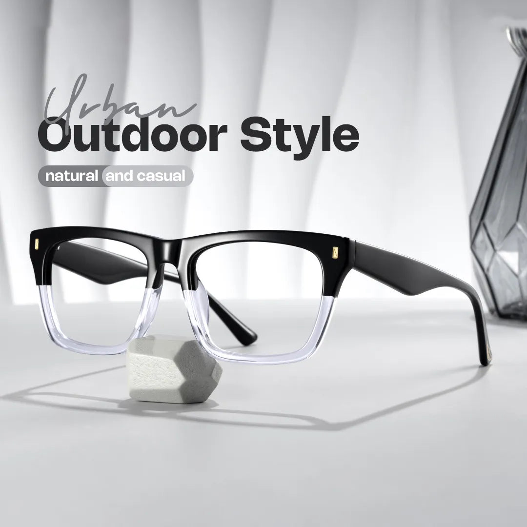 Brookins Rectangle Black Clear Glasses