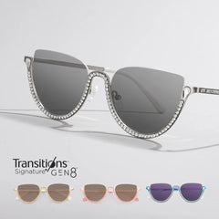 Sparkle Cateye Silver Glasses