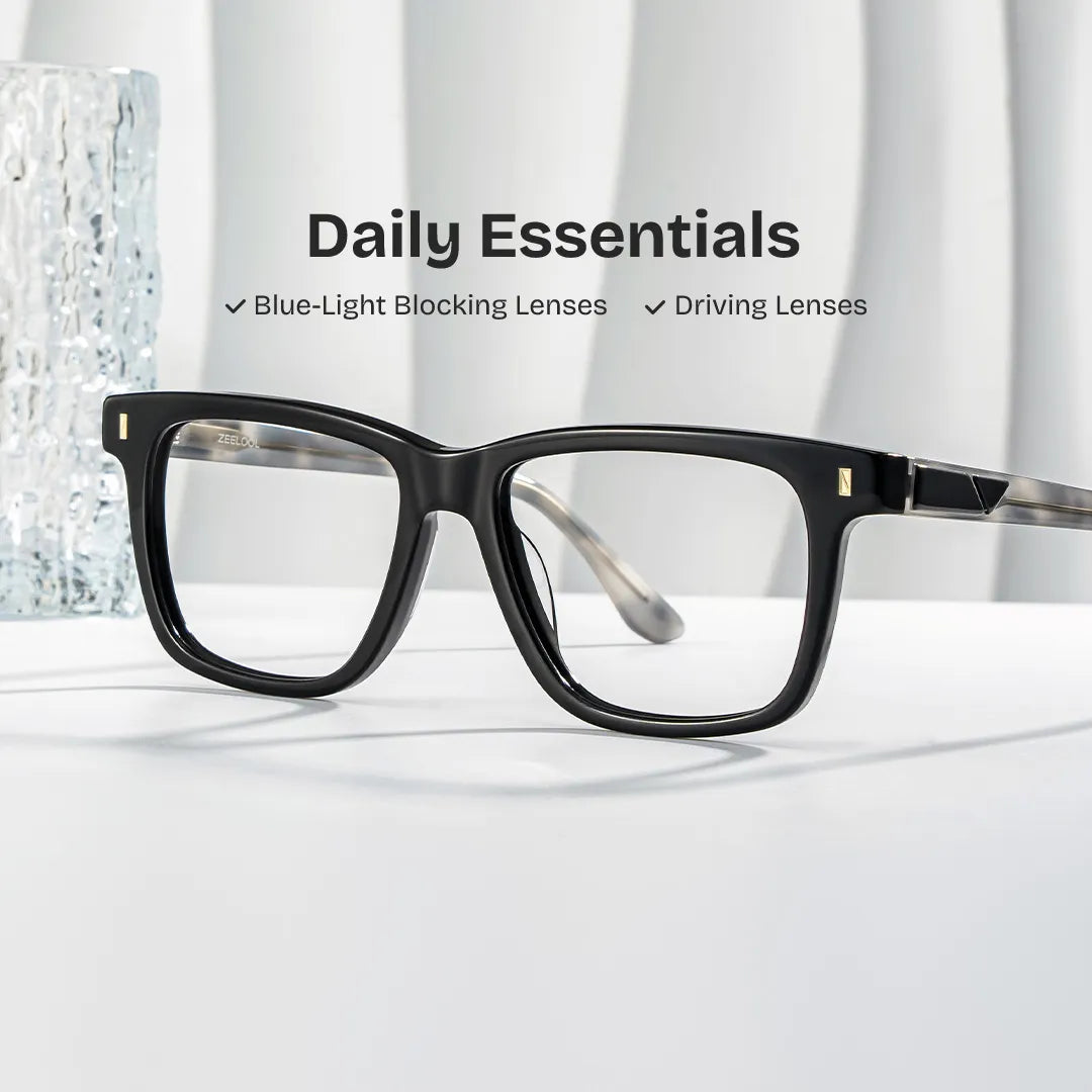 Travis Rectangle Black Glasses