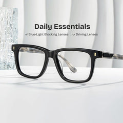 Travis Rectangle Black Glasses