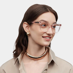 Sage Rectangle Pink Glasses